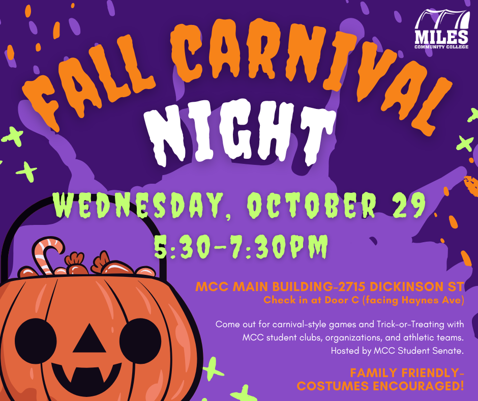 Graphic of Fall Carnival Night flyer; info below