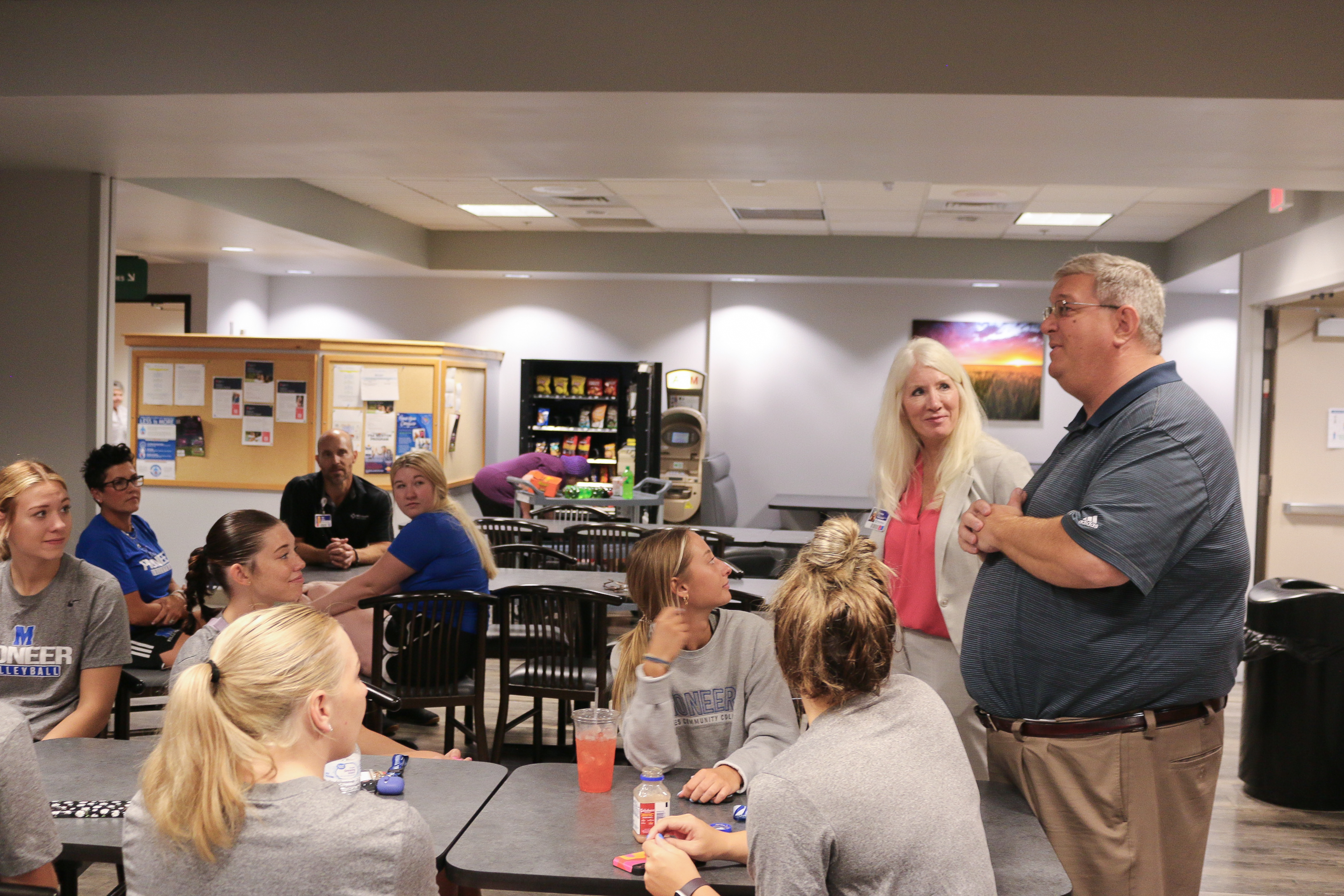 Group of people in cafeteria